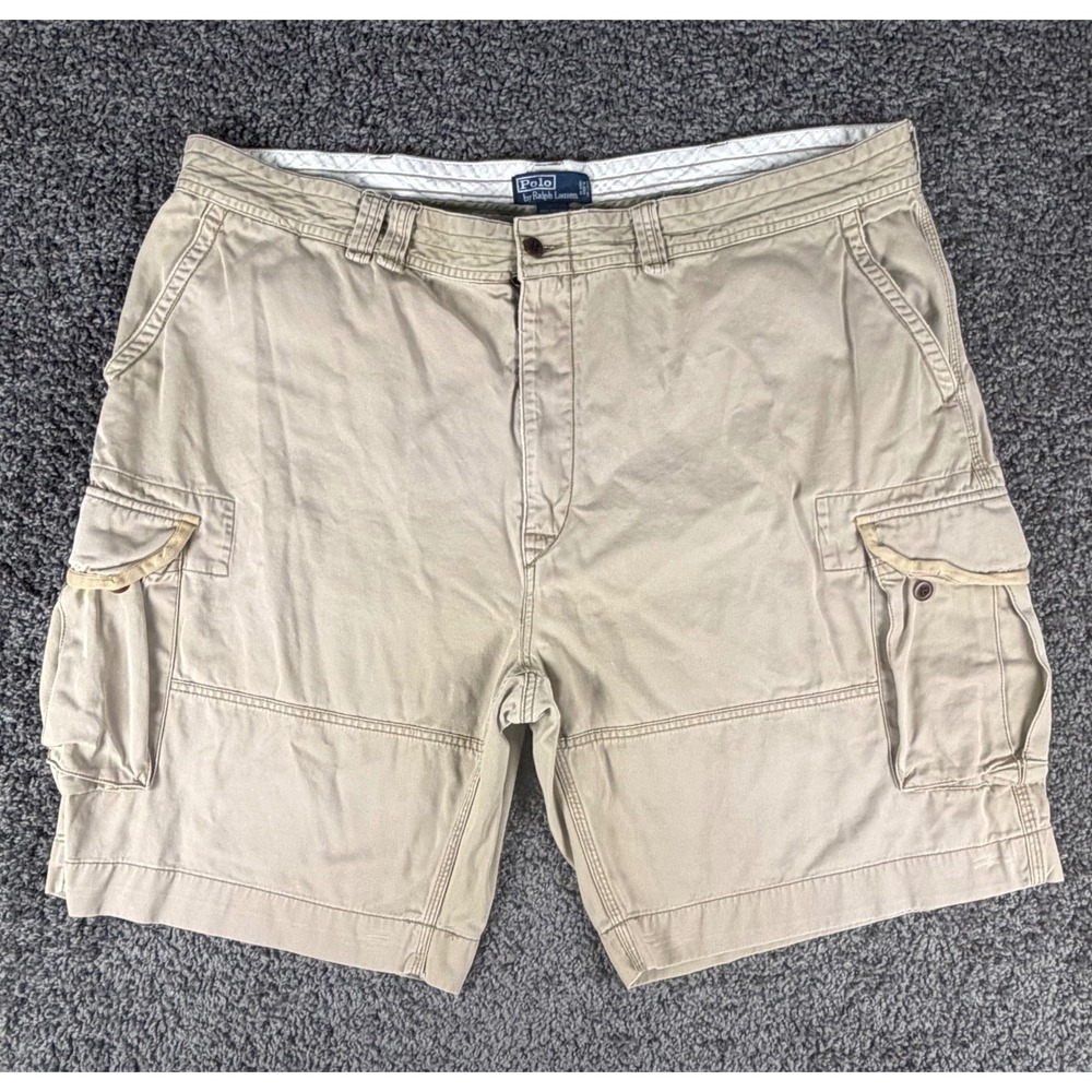Polo Ralph Lauren Mens Khaki Tan Cotton Twill Cargo Shorts Size 48B Big & Tall